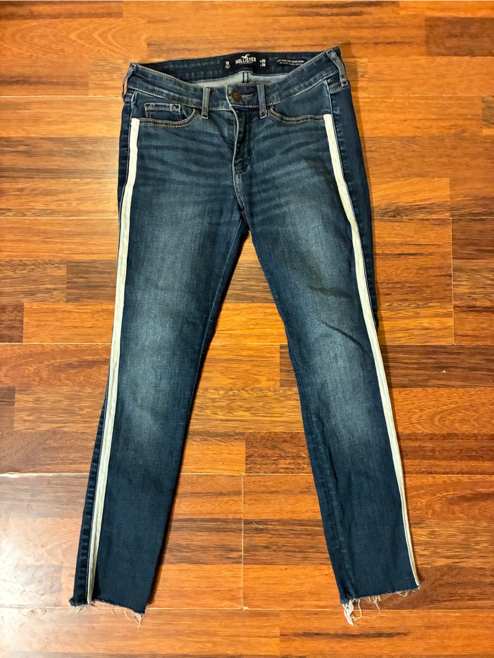 Hollister Dark Blue Skinny Jeans with White Side Stripes